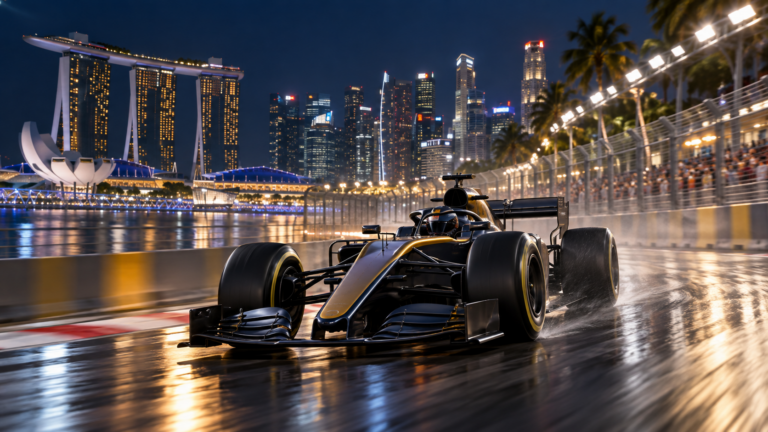 AI 生成的新加坡夜間賽車與城市街道賽道